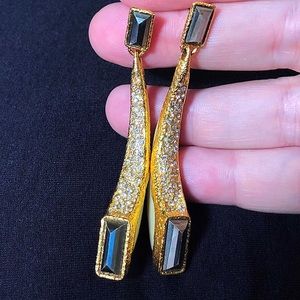 Gold Pyrite Bone/Horn Statement Earrings